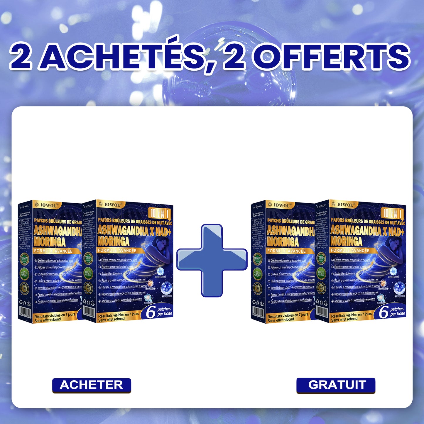 Patchs brûle-graisses nocturnes IOWOL® ! ZÉRO PILULE & ZÉRO DÉCHET & ZÉRO EFFORT & 100 % DE RÉSULTATS.