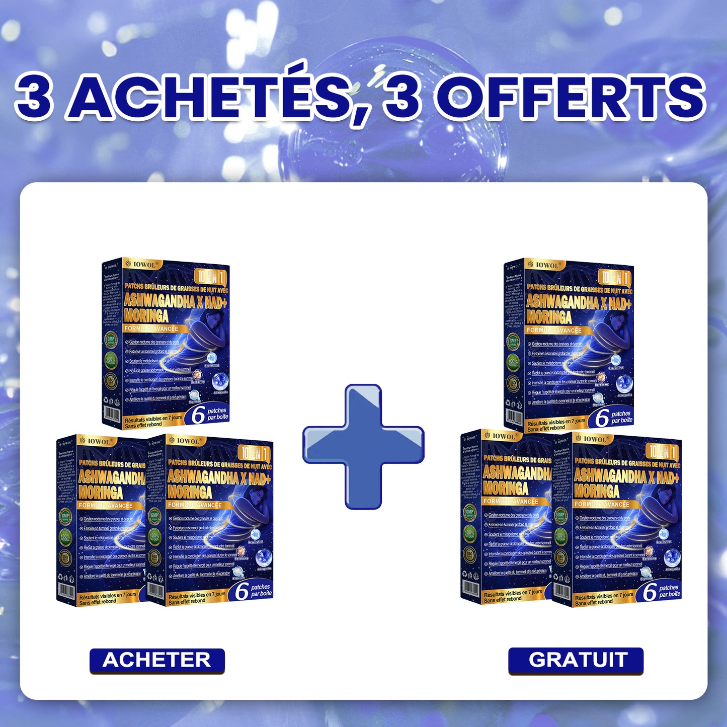 Patchs brûle-graisses nocturnes IOWOL® ! ZÉRO PILULE & ZÉRO DÉCHET & ZÉRO EFFORT & 100 % DE RÉSULTATS.